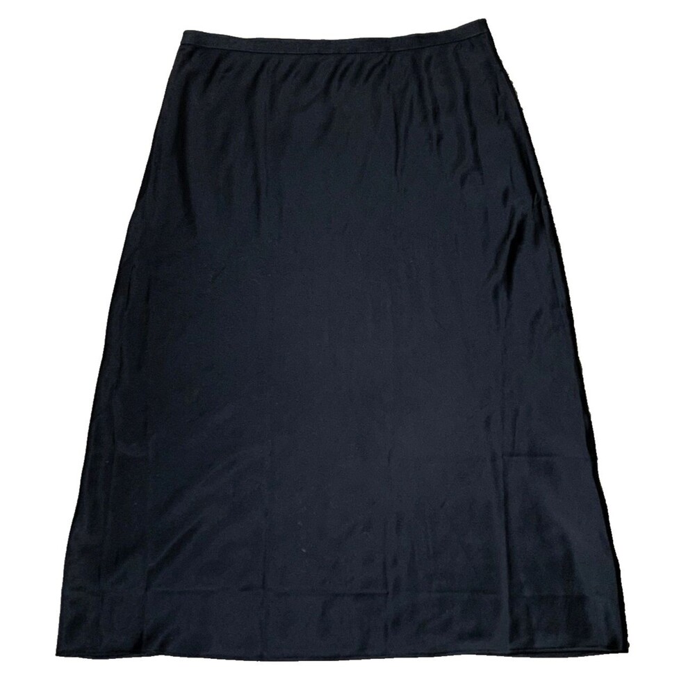 Victoria's Secret Satin Slip Skirt Size Medium Black Long Pull on Midi Long - Picture 3 of 6